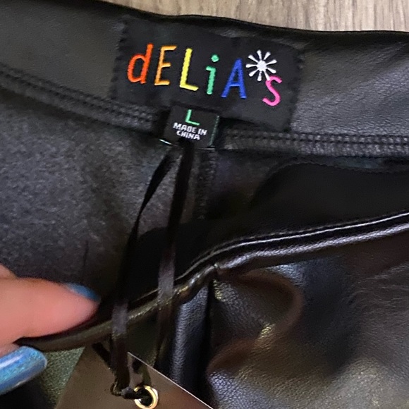 DELIA*s Dollskill NWT Spacey Waves Vegan Leather Star Flare Pants - Picture 3 of 4